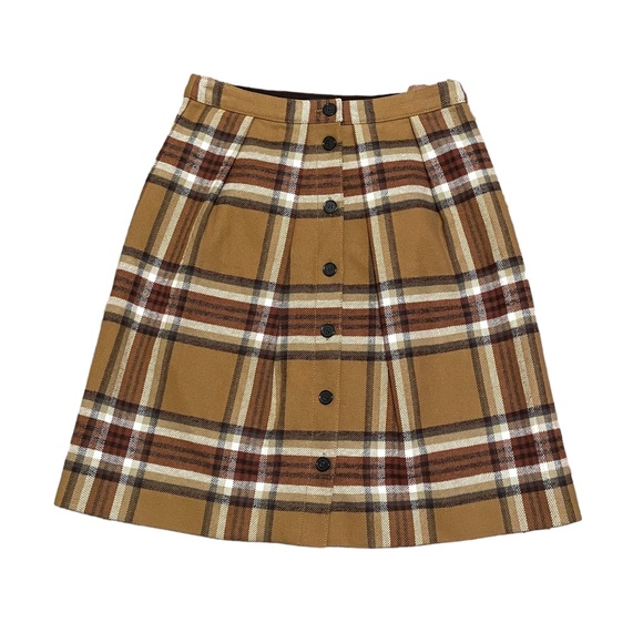 J. Crew Plaid Button‎ Front A-Line Knee Length Preppy Skirt Size 2 NWOT - Picture 1 of 7
